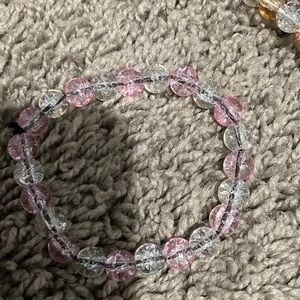 Pink and Clear Beaded Bracelet
